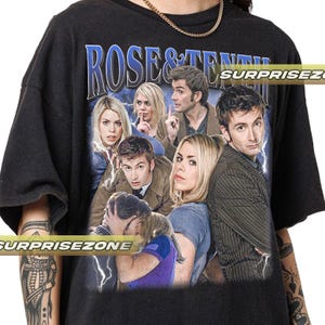Rose and Tenth Doctor Doctor Who Unisex Softstyle Vintage Shirt, Gift For Woman and Man Unisex T-Shirt
