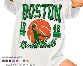 Boston Basketball 90s Graphic Shirts, Boston Fans Tee Gifts, Basketball Game Day Comfort Colors 1717 Unisex T-Shirt