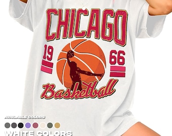 Chicago Basketball 90s Graphic Shirts, Chicago Fans Tee Gifts, Basketball Game Day Comfort Colors 1717 Unisex T-Shirt