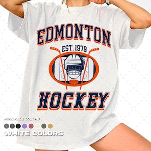 T-shirt Edmonton Oilers, shirt hockeyteam, NHL-shirt, gameday-T-shirt, vintage New York hockeyfanshirt, comfortkleuren T-shirt uniseks