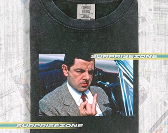 Mr. Bean Mittelfinger Grafik T-Shirt 90er Jahre Komödie Tee Rowan Atkinson Tribut Unisex Vintage Shirt, Geschenk für Frau und Mann Unisex MG