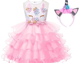 unicorn girls party dress