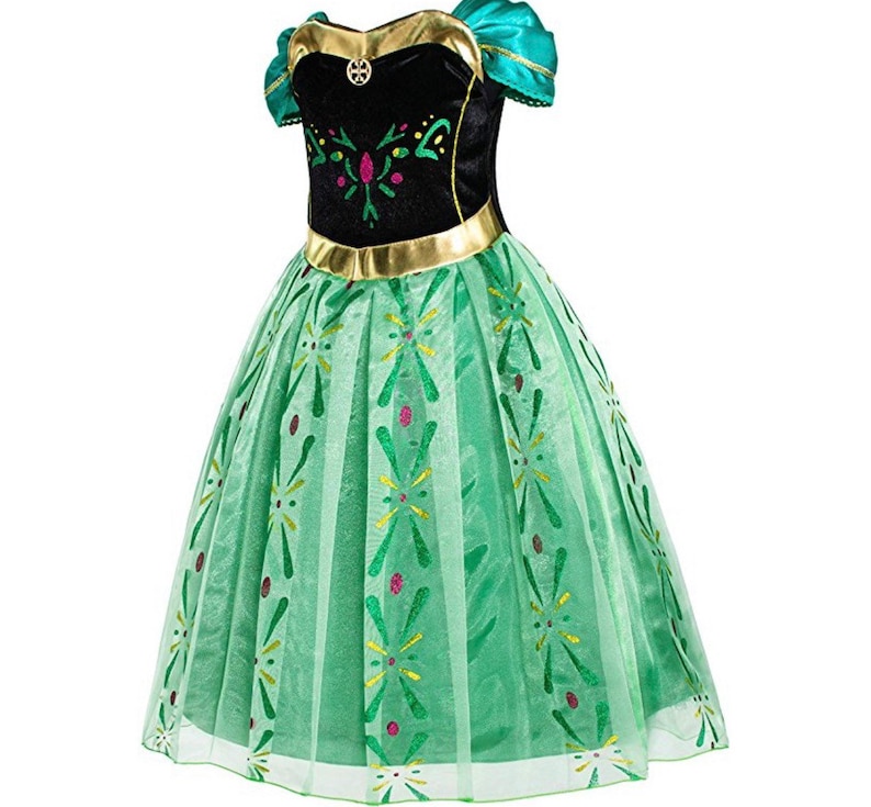 Green Disney Inspired Frozen Anna Princess Dress Costume Set | Etsy