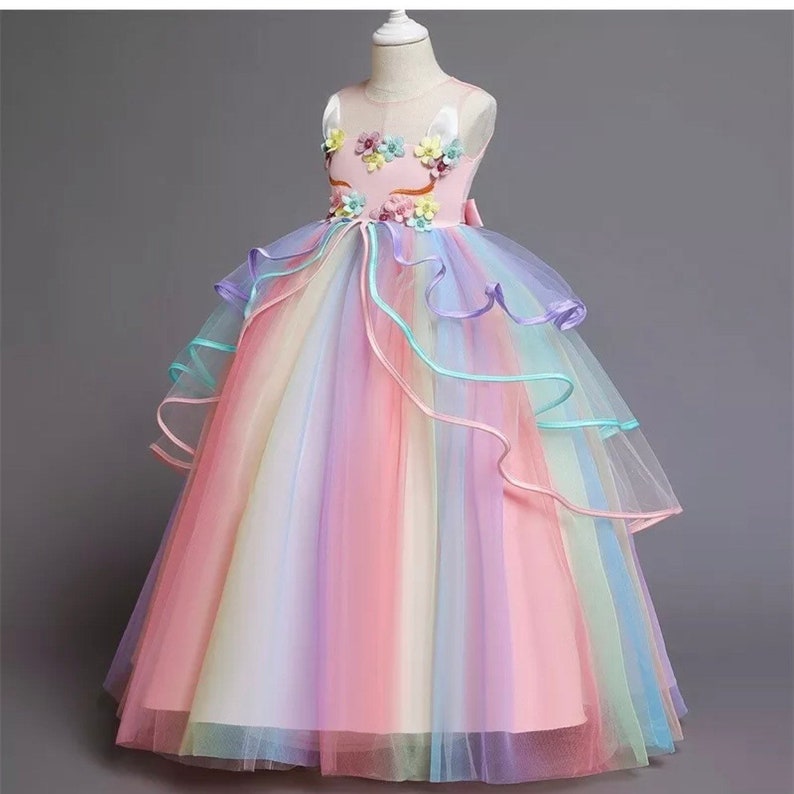 Unicorn Girls Floor Length Ball Gown for Party Tulle Dress | Etsy
