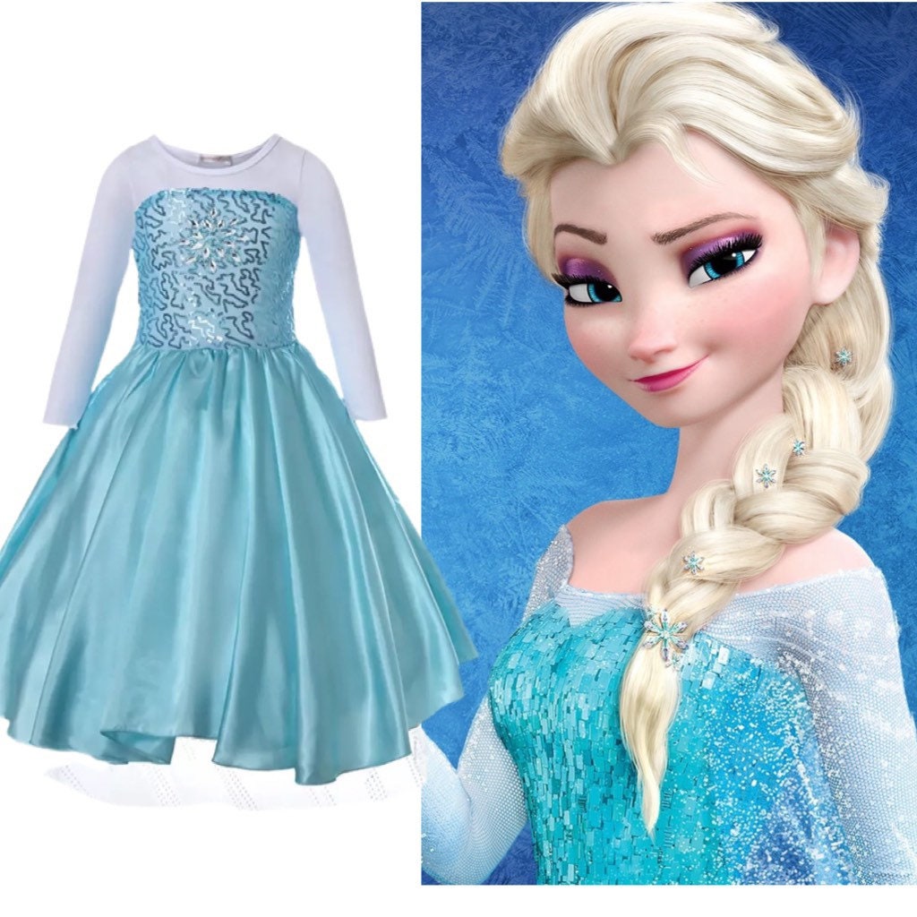 End of holiday sale Frozen 2 Elsa Blue Sequin Princess Dress Etsy