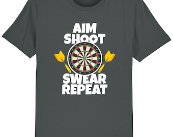Aim shoot swear repeat t-shirt funny darts player novelty gift idea for dad him