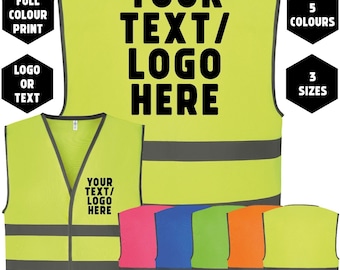 Kids childrens custom personalised printed hi viz high vis safety vest waistcoat