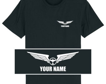 Aeroclassic aeroplane personalised pilot wing flight t-shirt