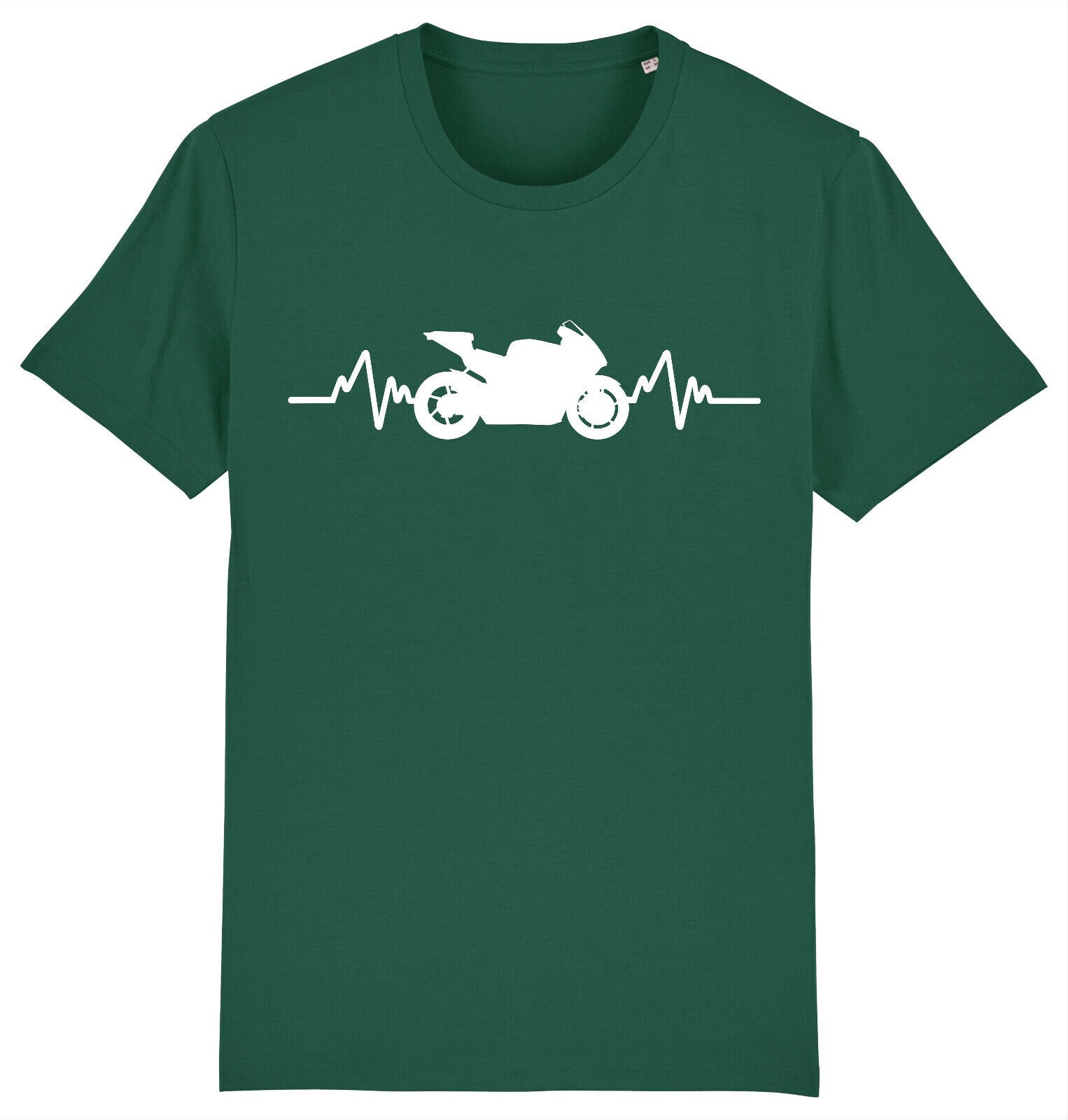 Biker T-Shirt - Heartbeat 'Bikers Are Awesome' Design For Men & Women, Unisex Fit (Black, M)