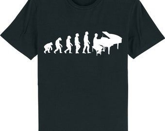 Evolution of piano player man pianist grand pianist musician t-shirt