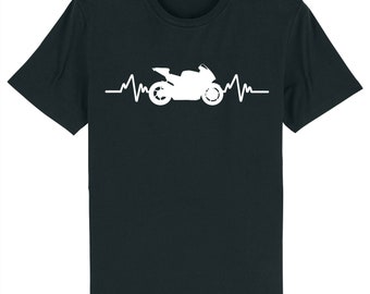Motorbike biker rider superbike - heartbeat style t-shirt