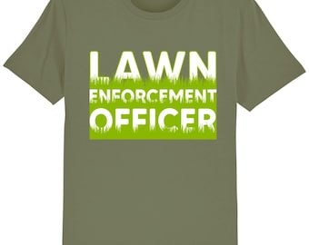 Lawn enforcement officer gardening funny lawn mower gardener groundsman t-shirt