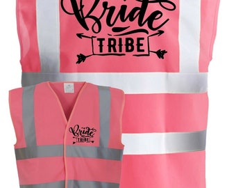 Bride tribe pink bride hen do party wedding hi-vis visibility t-shirt vest