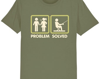 Problem solved fishing t-shirt funny fisherman gift present idea for dad him
