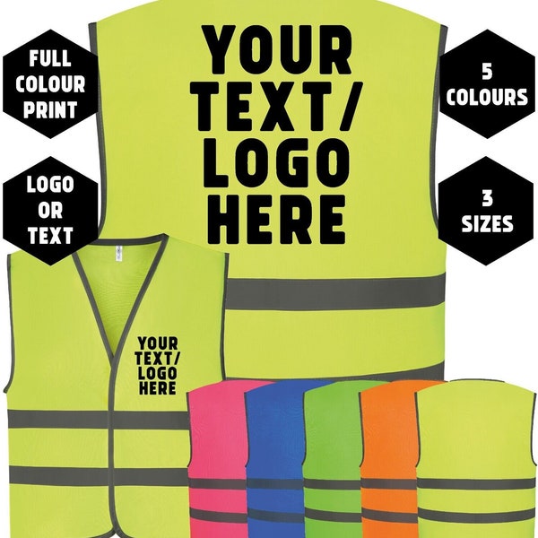 Kids childrens custom personalised printed hi viz high vis safety vest waistcoat