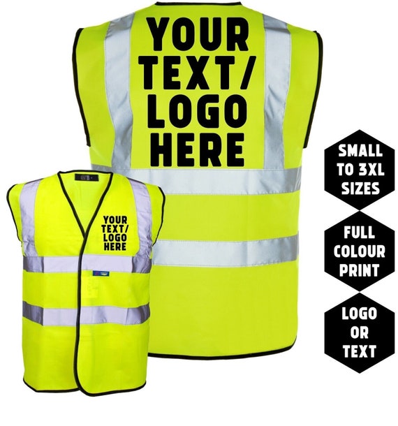 Printed Hi Vis Waistcoat,Tabard,Safety Vest Yellow & Orange Custom Print Logo Or Text