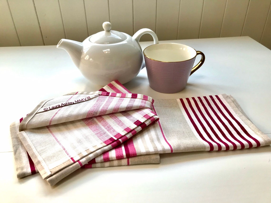 Vintage Laura Ashley hand made tea towels with hanging loop Etsy