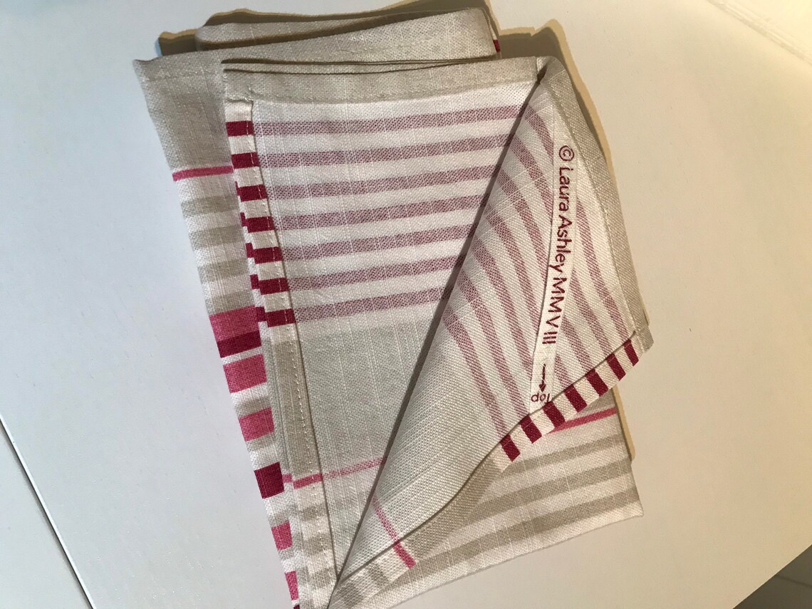 Vintage Laura Ashley hand made tea towels with hanging loop Etsy