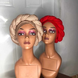 Turbante africano, turbante africano con trenzas redondas, turbante africano para mujer, diadema africana, turbantes trenzados
