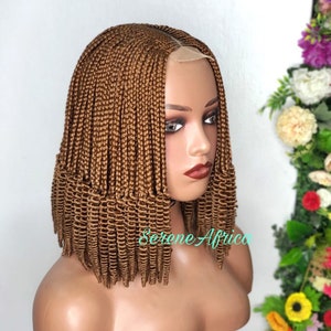 Braided Wig, Short Braided Wigs, Wigs For Black Women, Box Braid Wig, African Wig, Color 30