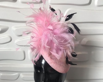 Pink Fascinator With Viel, Church Hat, Wedding Hat, British Hat, Kentucky Derby Hat, Mini Hat (Available in other colours)