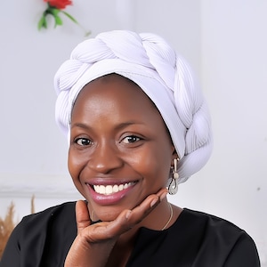 Turbante africano, turbante africano con trenzas redondas, envoltura de cabeza africana para mujeres, diadema africana, turbantes trenzados