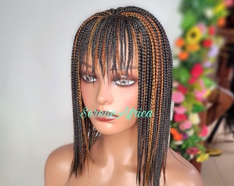 Short Box Braid Braided Wig Braids Lace Front Wigs Color 1b Black 18 Inches  