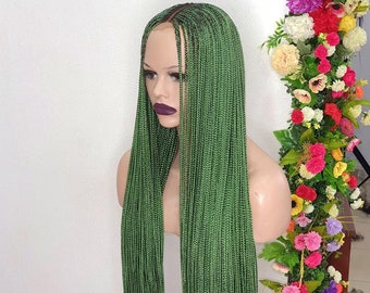 Green Box Braid Wig, Wigs for Black Women, Light Weight Braided Wig, Long  Braided Wig, Lace Closure -  Canada