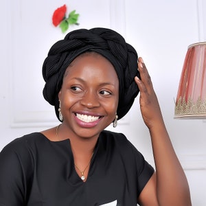 Turbante africano, turbante africano con trenzas redondas, pañuelo africano para la cabeza para mujer, diadema africana, turbantes trenzados