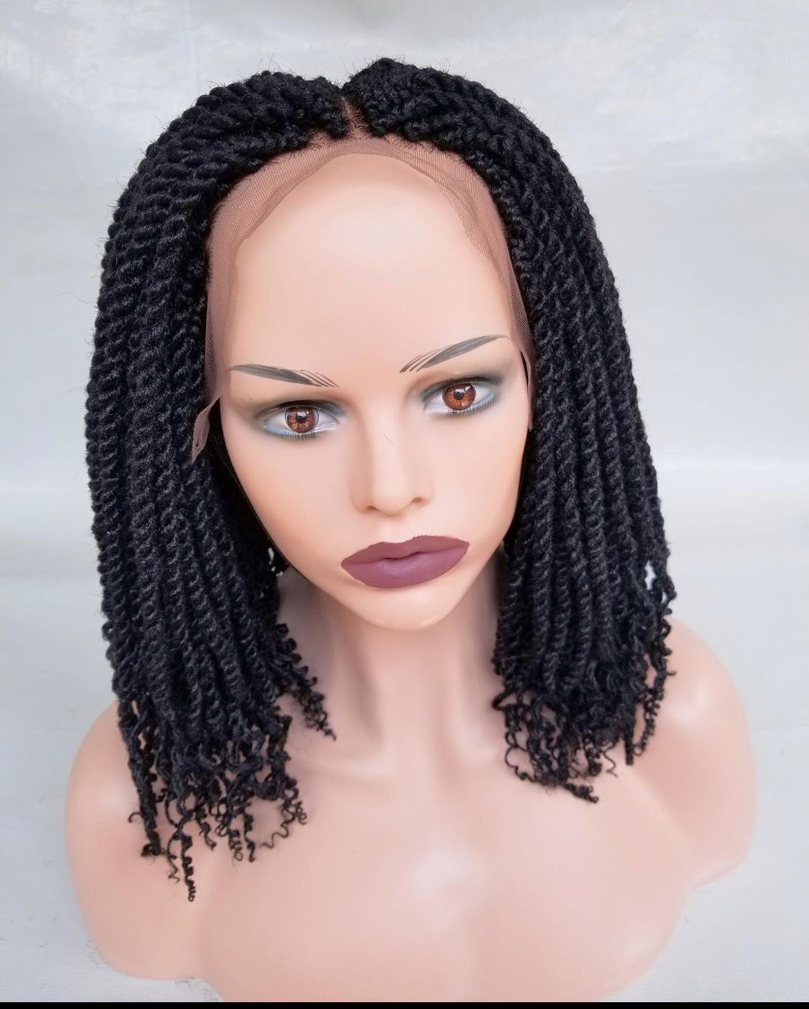 Braid Wig Kinky Twist Lace Frontal Braid Wig Wig for Black Etsy