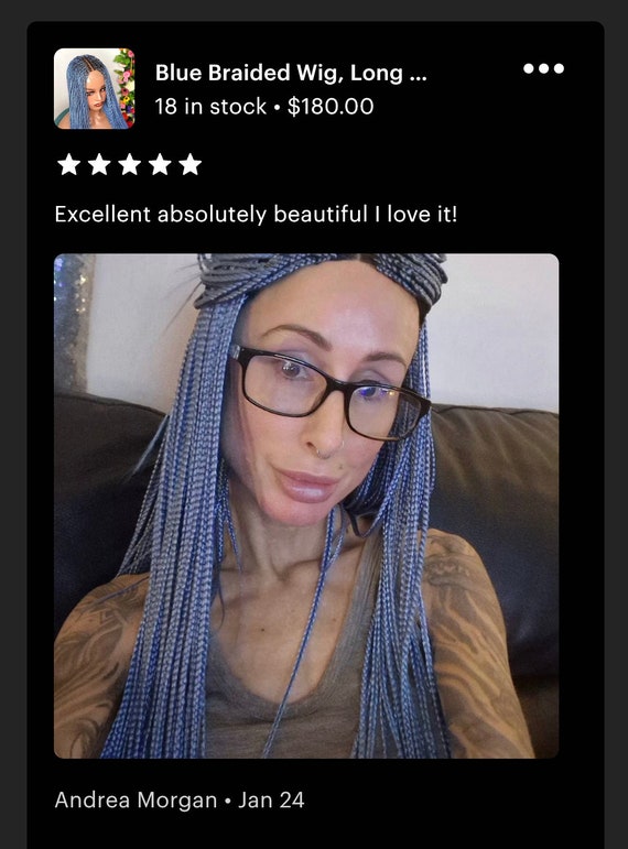 Blue Braided Wig, Long Knotless Box Braid Wig, Wigs for Black Women 