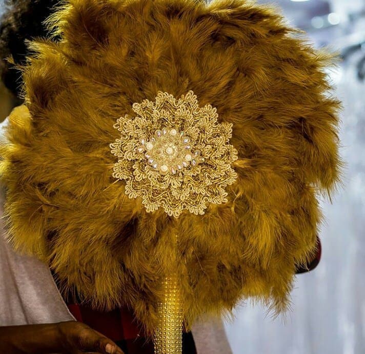 Gold Feathers Fan Bridesmaid Bridal Fan Ostrich Feather Fan Bridal