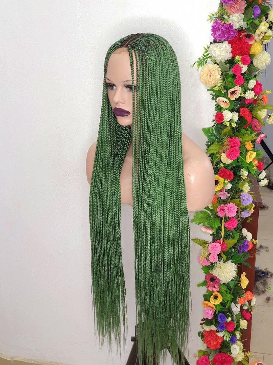 Green Box Braid Wig, Wigs for Black Women, Light Weight Braided Wig