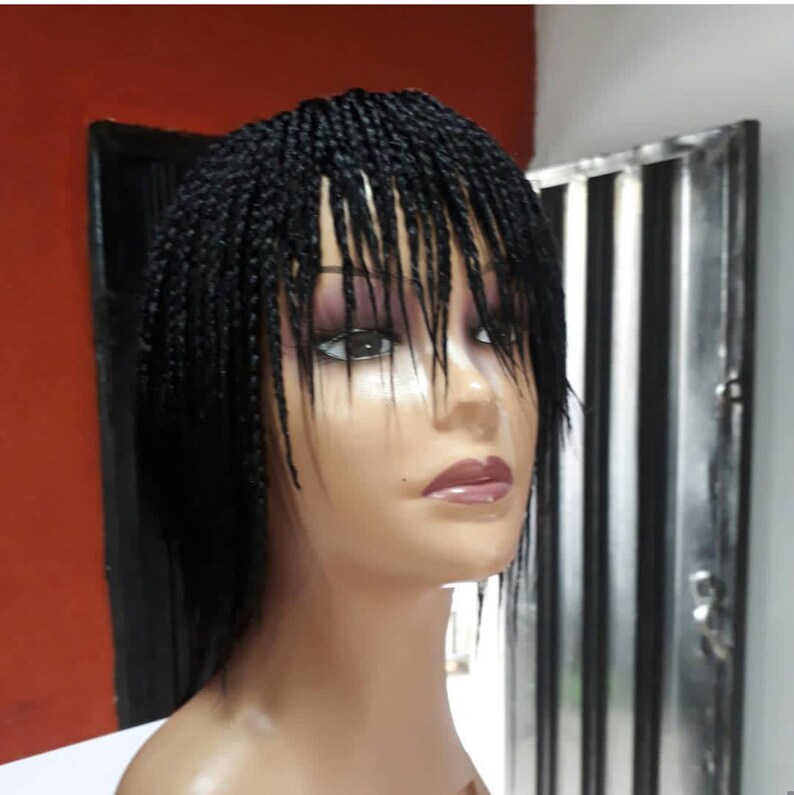 Short Box Braid Wig With Fringe Short Wig For Black Woman Etsy