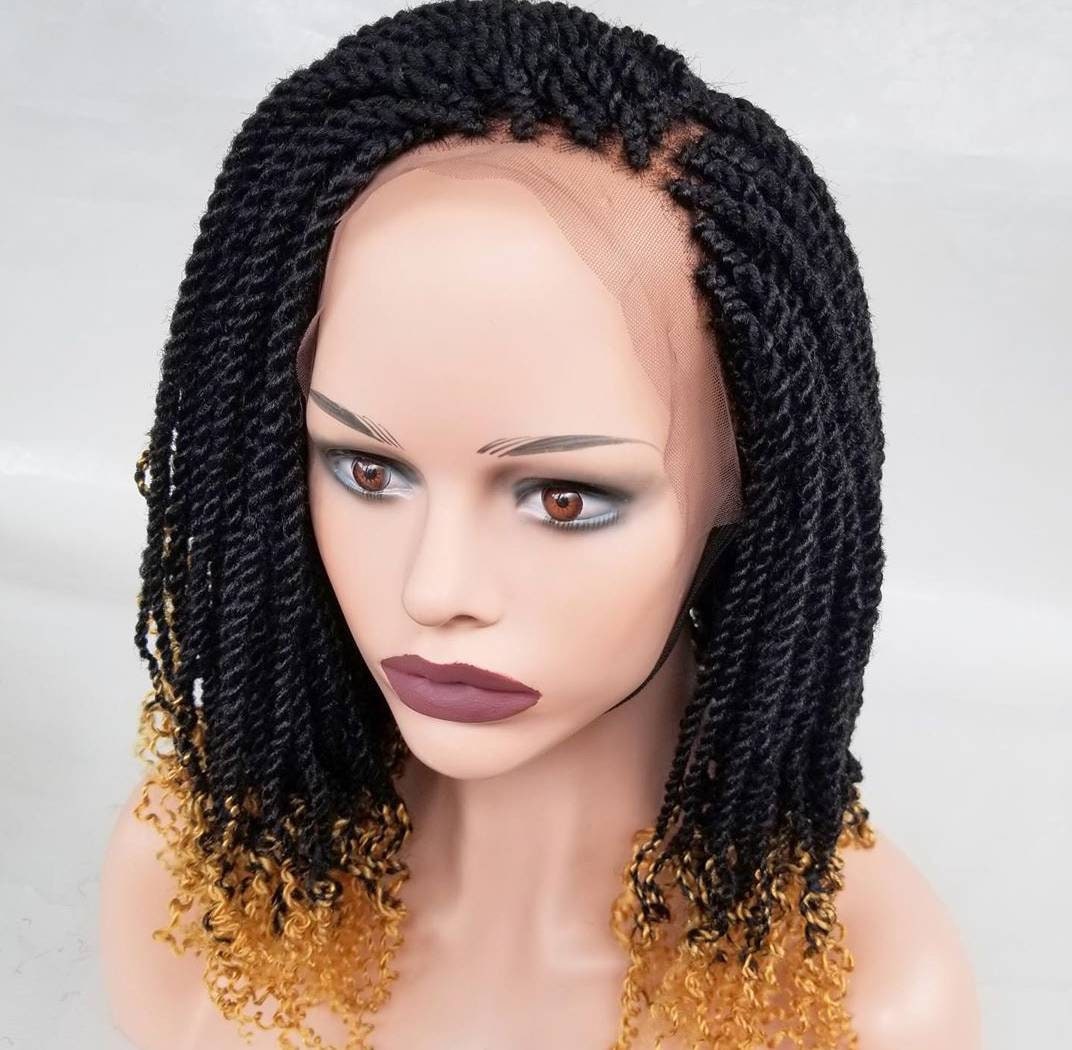 Kinky Twists Braid Wig Lace Frontal Braid Wig Wig For Black Etsy