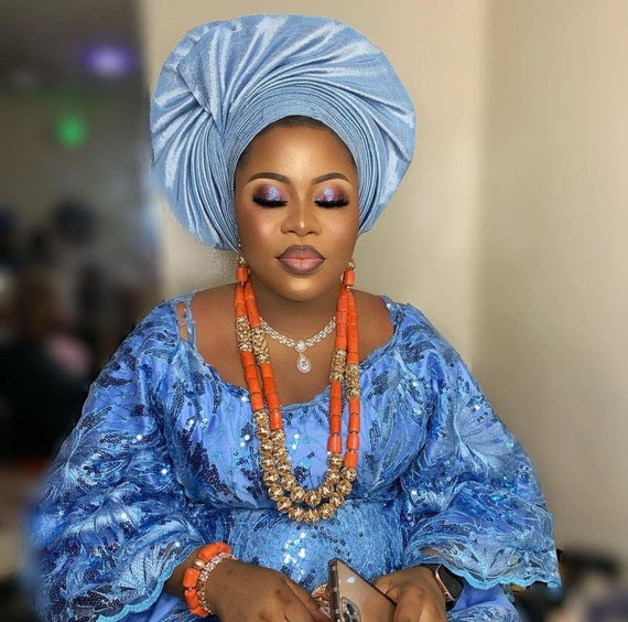 Traditional Nigerian Head Wrap Fan Shape African Head Tie Nigerian