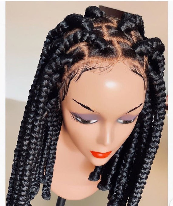 SHORT BIG BRAIDS WIGS ON 13*4 FRONTAL LACE CLOSURE