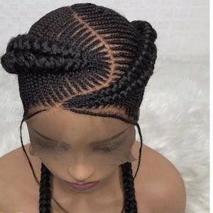 Braid Wig, Box Braided Wig, Full Lace Cornrow Braid Wig, Ghana Weave Braid Wig, Wig For Black Women