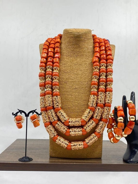Luxury Nigerian Wedding African Coral Beads Jewelry Set 3 Layers Gold Women  Bridal Coral Necklace Jewelry Set CNR055 - AliExpress