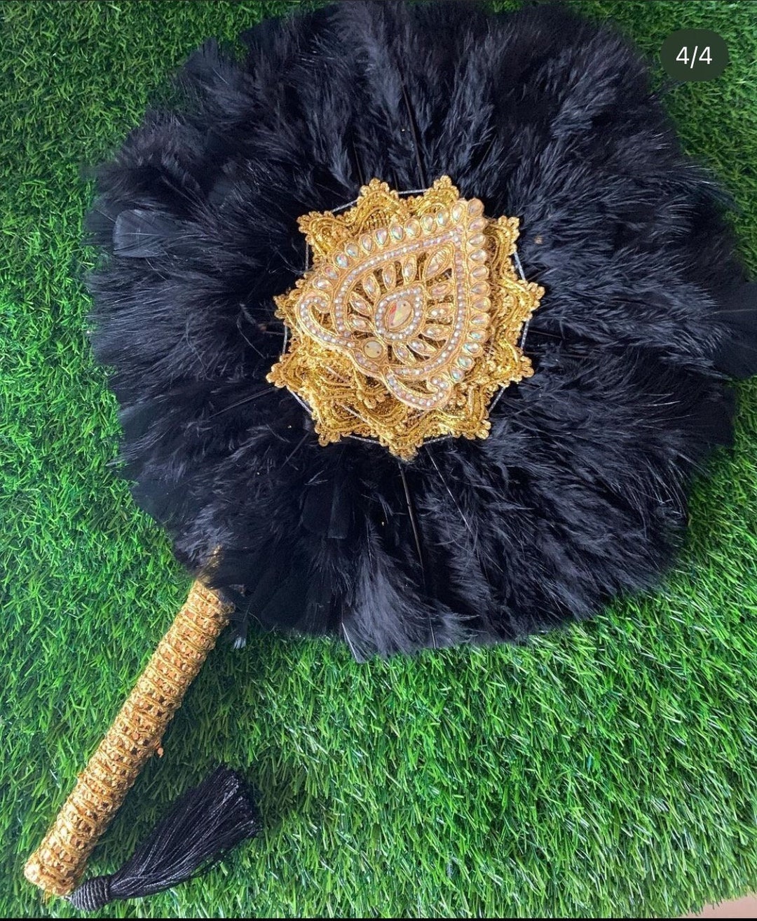 Black Bridal Hand Fan, African Traditional Feather Hand Fan, Bridal Accessory Nigerian Wedding