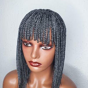 Box Braid Wig With Bangs Fringe, Braided Wig, Lace Closure Short ...