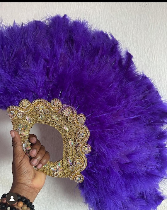 Purple wedding hand fans discount