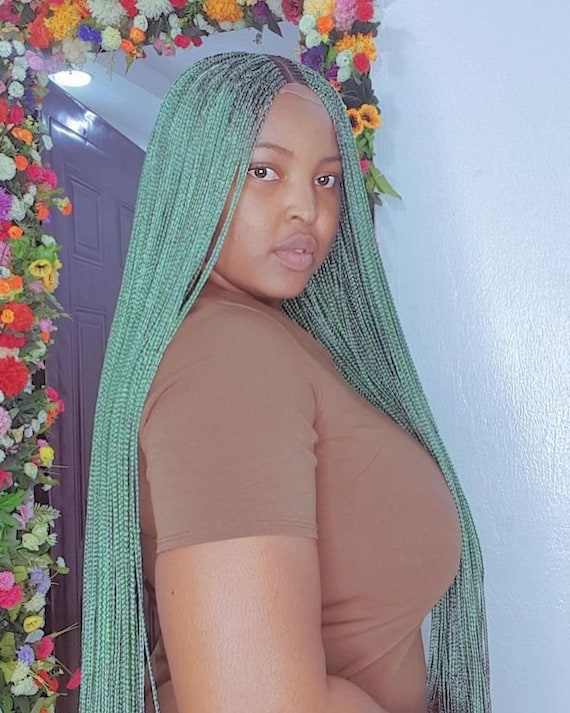 Green Box Braid Wig, Wigs for Black Women, Light Weight Braided