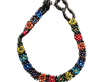 Rainbow Daisy Chain Bracelet Beaded Czech Glass Seed Bead Handmade Guatemala