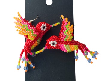 Hummingbird Earrings: Boho Handmade Beaded Jewelry (Lightweight Dangle)