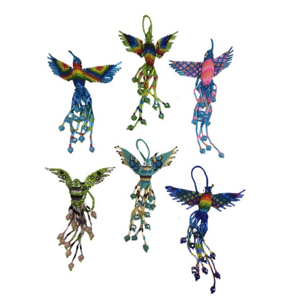 Lot Handmade Beaded Hummingbird Bag Charm Czech Glass Rearview Mirror Hanging Ornament
