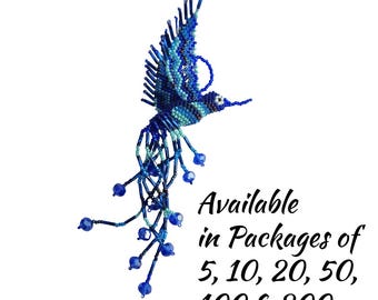 Boho Beaded Hummingbird Ornament, Glass Seed Beads (Handmade, Lightweight)
