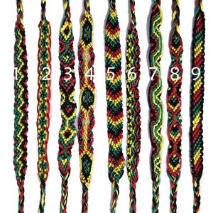 Silk Friendship Bracelets Rasta Reggae Chevron Style 1/4&quot; Wide Handmade Guatemalan Artisan Jewelry (The Length of the Body is Short)