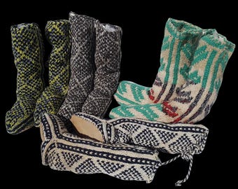 XL Mukluks Mens Slipper Socks Leather Soles Wool Afghan Knee-High Boot Footwear Warm Footwear
