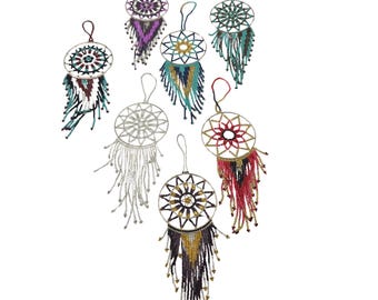 Dream Catcher Beaded Ornament, Wall Hanging Decor, Handmade Boho Gift for Her